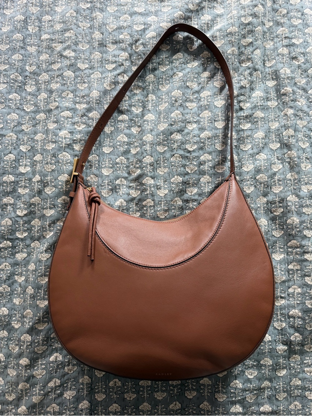 Leather Crescent Shoulder Bag in Brown